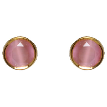 Pink Chalcedony Stone Studded Tops Earrings