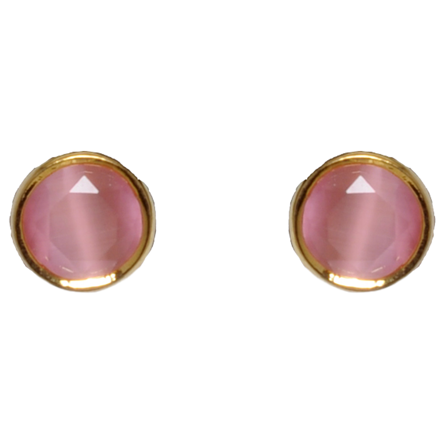 Pink Chalcedony Stone Studded Tops Earrings