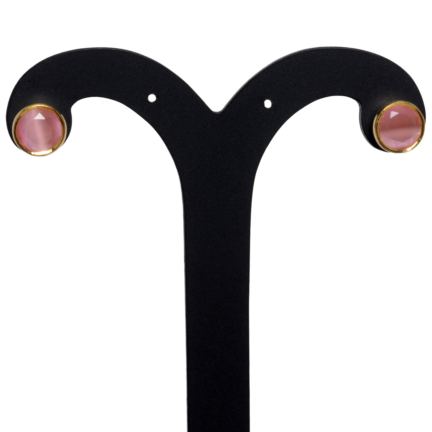 Pink Chalcedony Stone Studded Tops Earrings - Image 4
