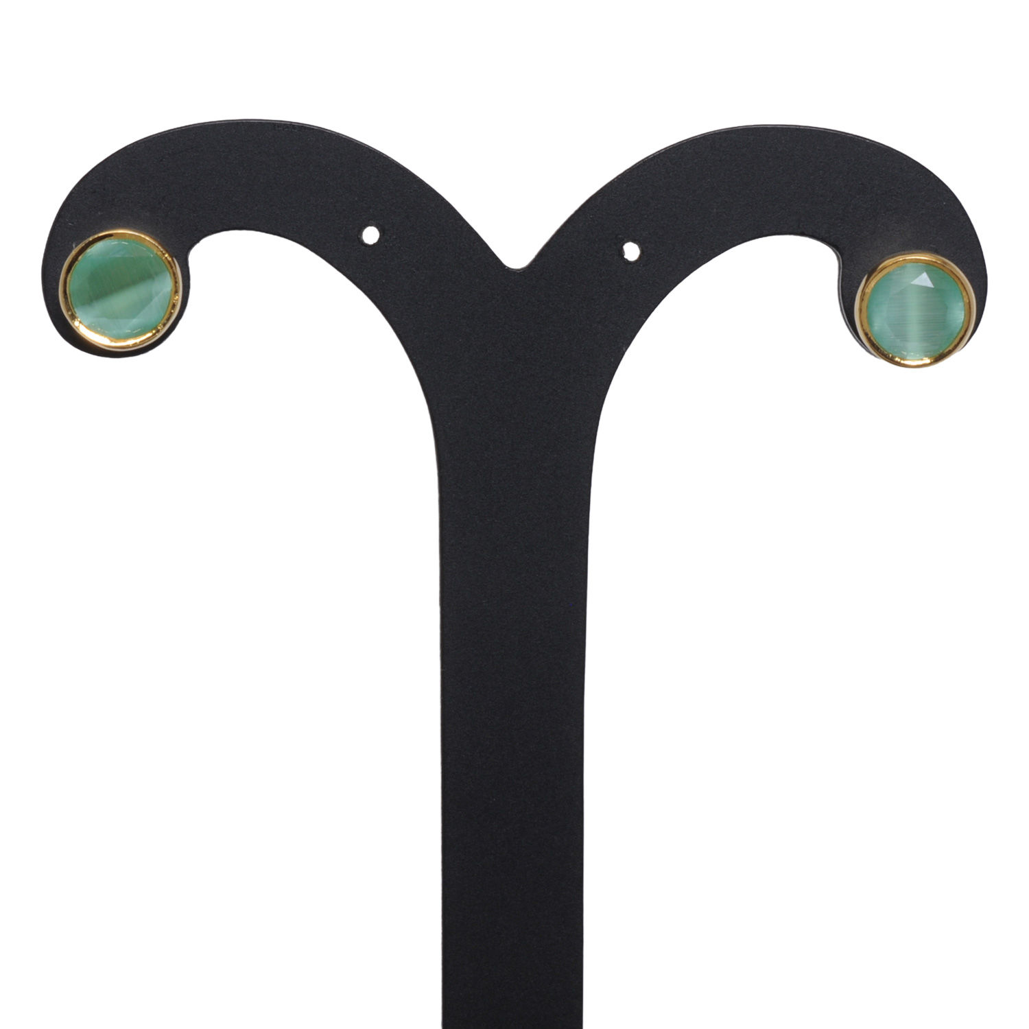 Green Chalcedony Stone Studded Tops Earrings - Image 4