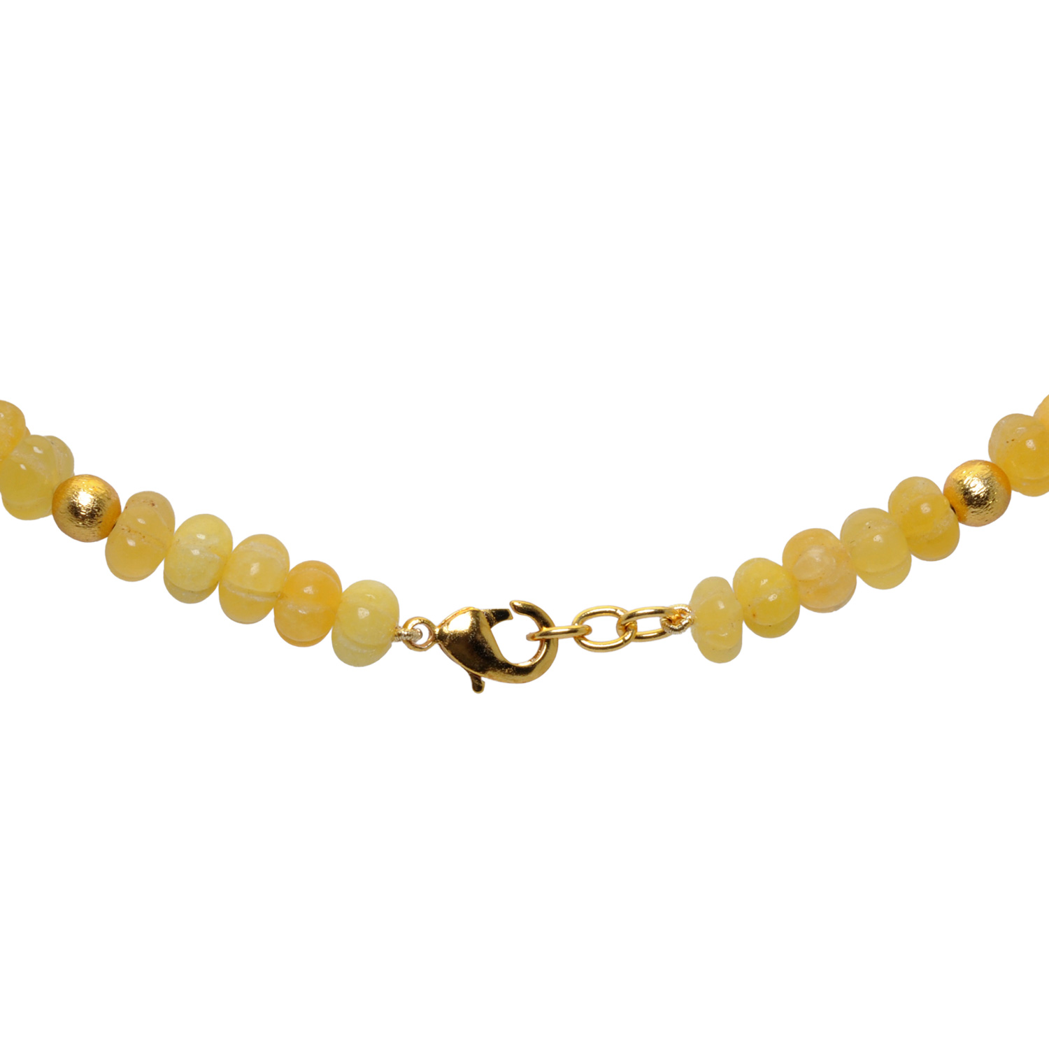 Yellow Sapphire Pumkin Shape Bead Attached With Red Jasper, Ruby Studded Pendant - Image 3